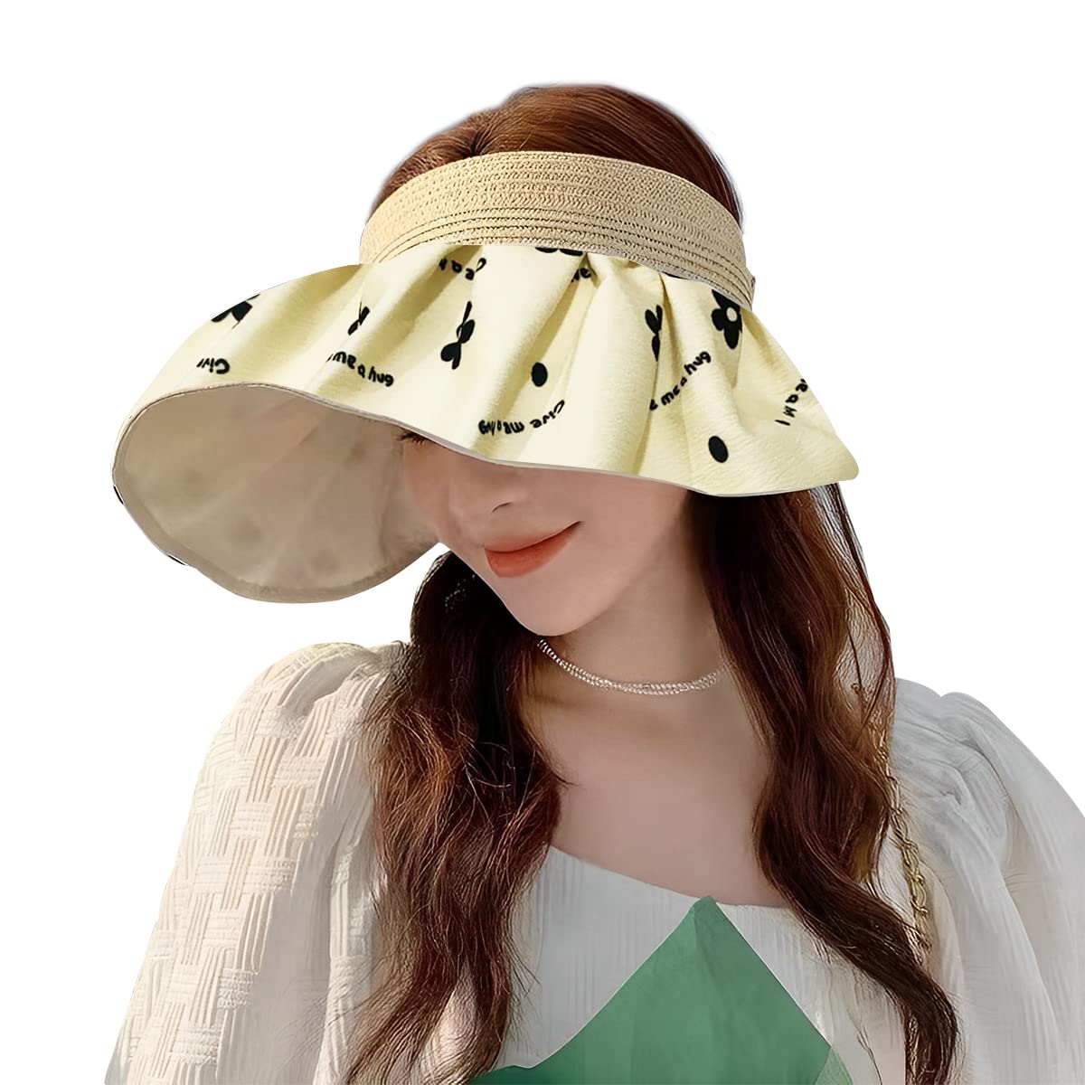 PALAY Sun Hat for Women Foldable Fashion Sun Caps for Women Ponytail Visor Hat Summer Beach Cap, UV Protection Flower Patterns Wide Cotton Brim Woven Straw Headband Hats Beige PALAY Sun Hat for Women Foldable Fashion Sun Caps for Women Ponytail Visor Hat Summer Beach Cap, UV Protection Flower Patterns Wide Cotton Brim Woven Straw Headband Hats Beige